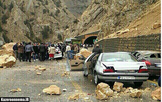 اخبار ریزش کوه در مسیر جاده شیراز کازرون که منتشر شده بود کذب است